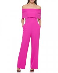 Vince Camuto Off-The-Shoulder Overlay Jumpsuit Fuchsia ID-ASZN8009