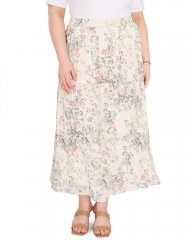 Vince Camuto Dandelion-Print Pleated Maxi Skirt (Plus Size) Off White ID-UMXR3759