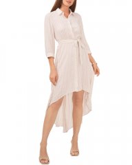 Vince Camuto Striped High-Low Shirtdress Natural ID-KWNE9148