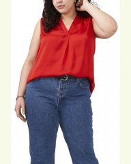 Vince Camuto Sleeveless V-Neck Top (Plus Size) Red Hot ID-RHNC8562