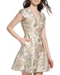 Vince Camuto Jacquard Fit-And-Flare Dress Blush ID-LBUM2386