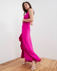 Vince Camuto Asymmetrical Ruffle-Hem Gown Fuchsia ID-DLXN3654