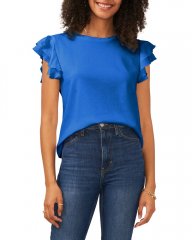 Vince Camuto Ruffle-Sleeve T-Shirt Sapphire Blue ID-IUWO6908