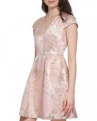 Vince Camuto Jacquard Cap-Sleeve Dress Blush ID-GWSY3331