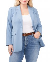 Vince Camuto One-Button Peak-Lapel Blazer (Plus Size) Blue Shadow ID-GUFN7340