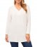 Vince Camuto Ribbed V-Neck Top (Plus Size) New Ivory ID-GKSU1048