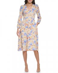 Vince Camuto Floral-Print Cutout Dress Blue ID-HNYV5679