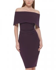 Vince Camuto Off-The-Shoulder Sheath Plum ID-VWUU3515